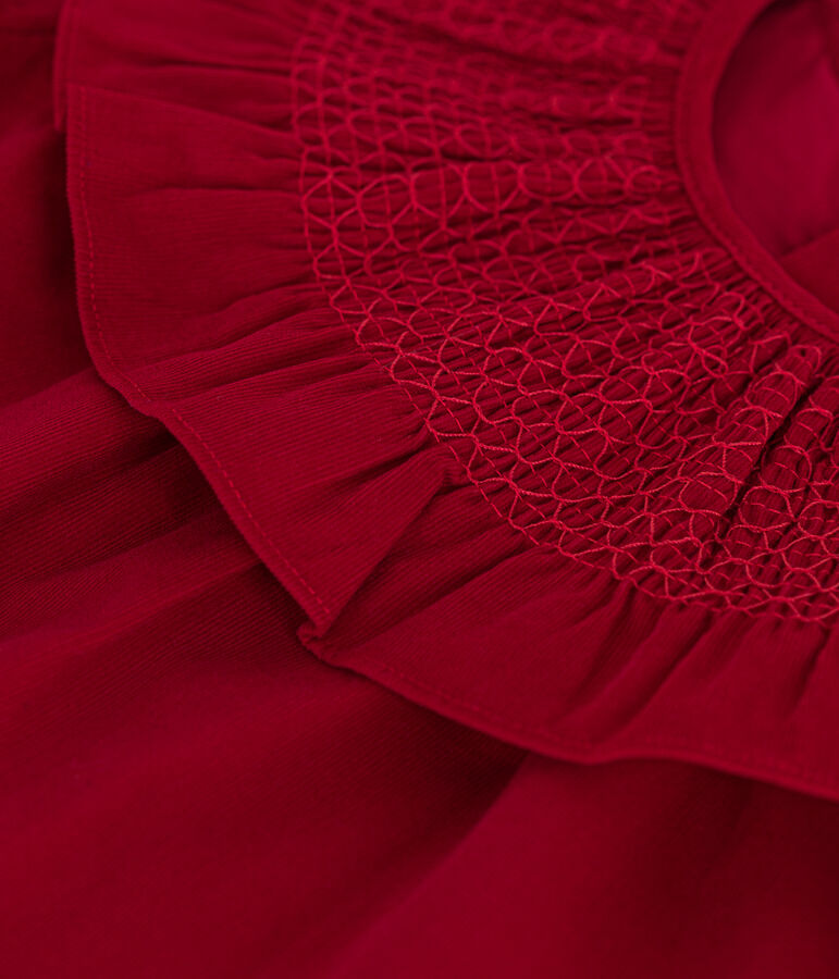 Vestido de terciopelo de manga larga para beb&eacute; rojo