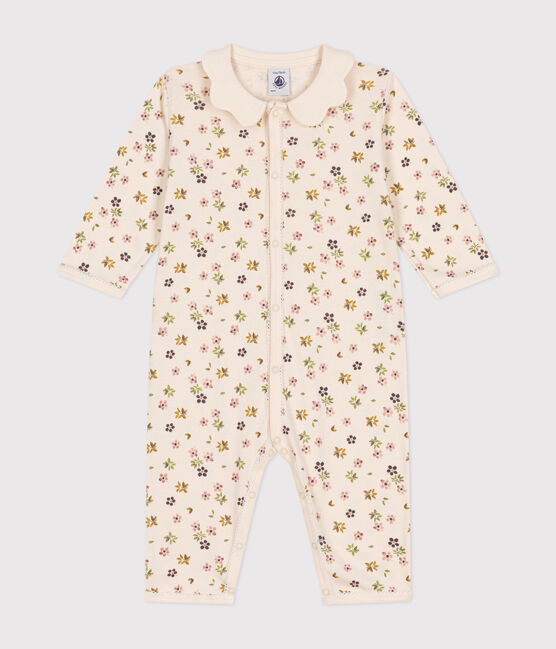 Pijama sin pies de algodón con estampado de flores para bebé blanco AVALANCHE/ MULTICO