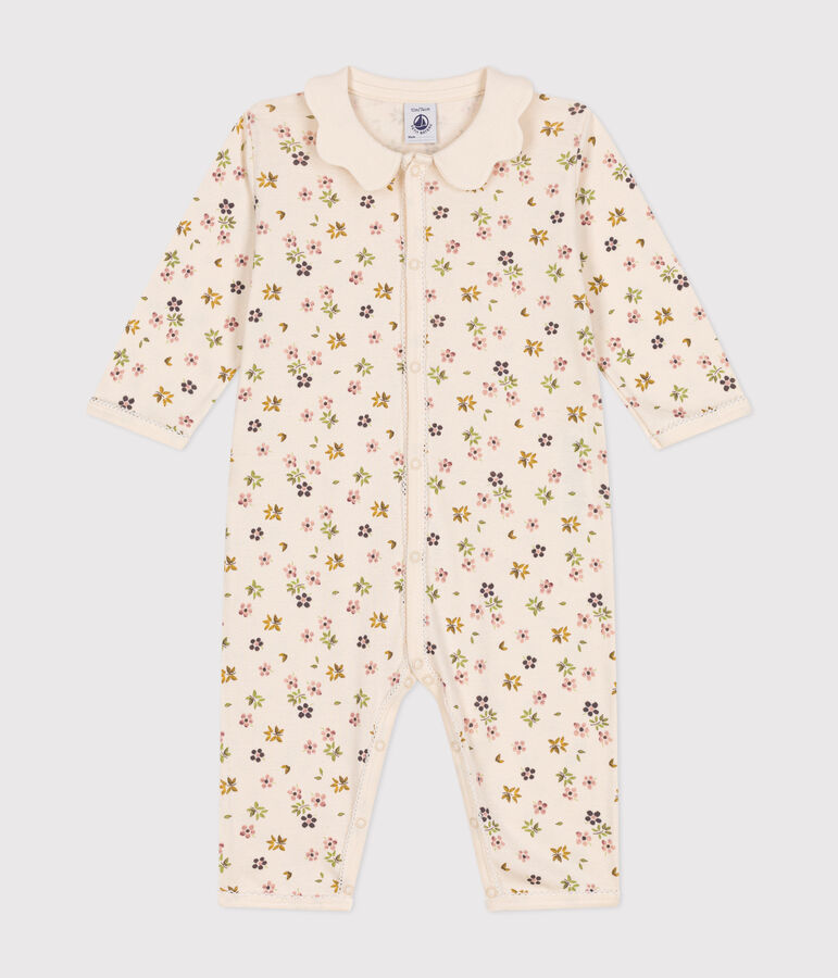 Pijama sin pies de algod&oacute;n con estampado de flores para beb&eacute; blanco AVALANCHE/ MULTICO