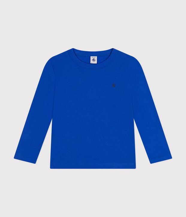 Camiseta de manga larga de punto para ni&ntilde;o/a azul
