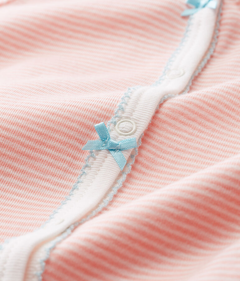 Pelele de punto para beb&eacute; ni&ntilde;a rosa/blanco