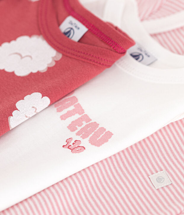 Juego de 3 bodis de beb&eacute; de manga corta de algod&oacute;n multicolor