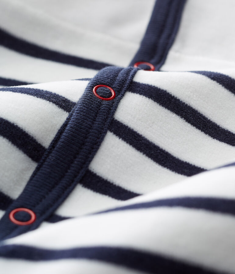 Pijama de terciopelo para beb&eacute; blanco MARSHMALLOW/azul SMOKING