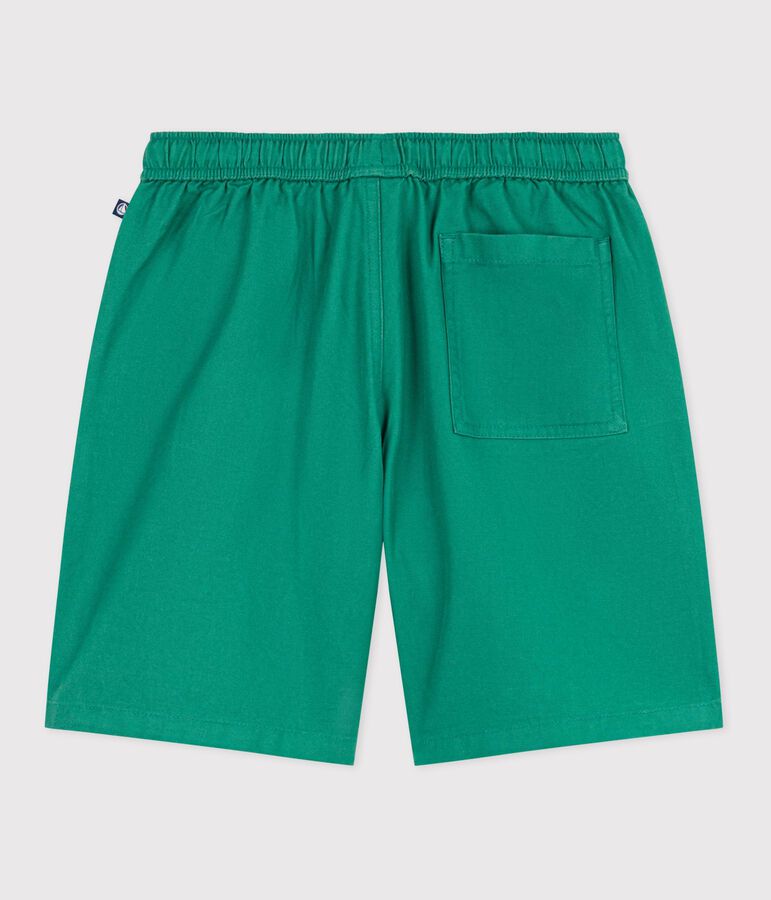 Bermudas cortas infantiles de algod&oacute;n liso verde