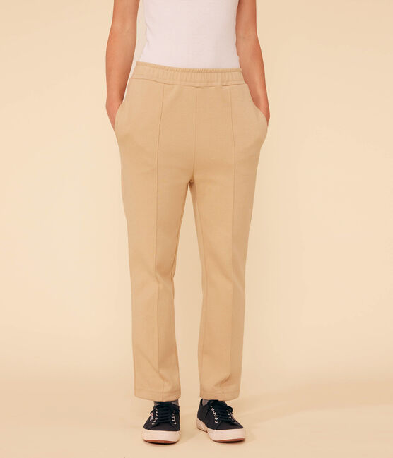 Pantalón de algodón mujer beige FACILE