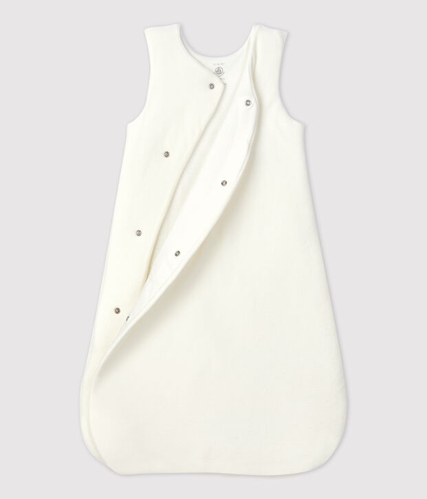 Saco de terciopelo de algod&oacute;n org&aacute;nico para beb&eacute; blanco