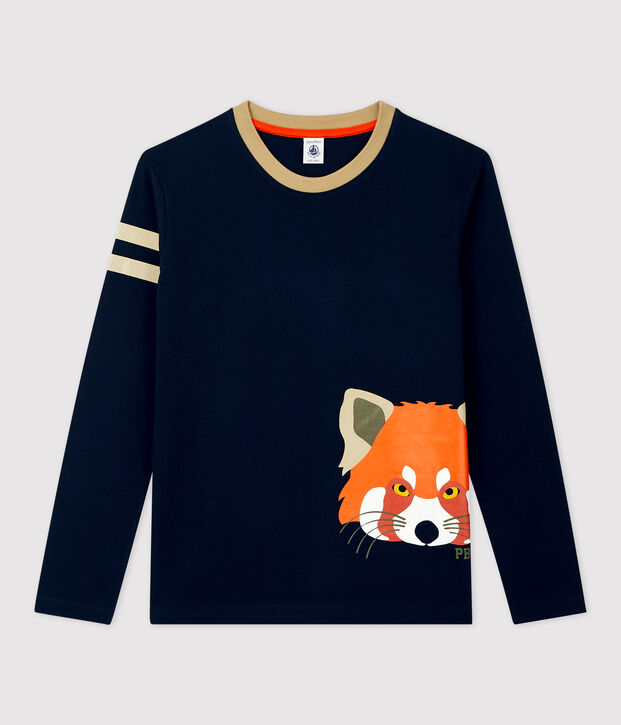 Camiseta de manga larga de algod&oacute;n de ni&ntilde;o azul