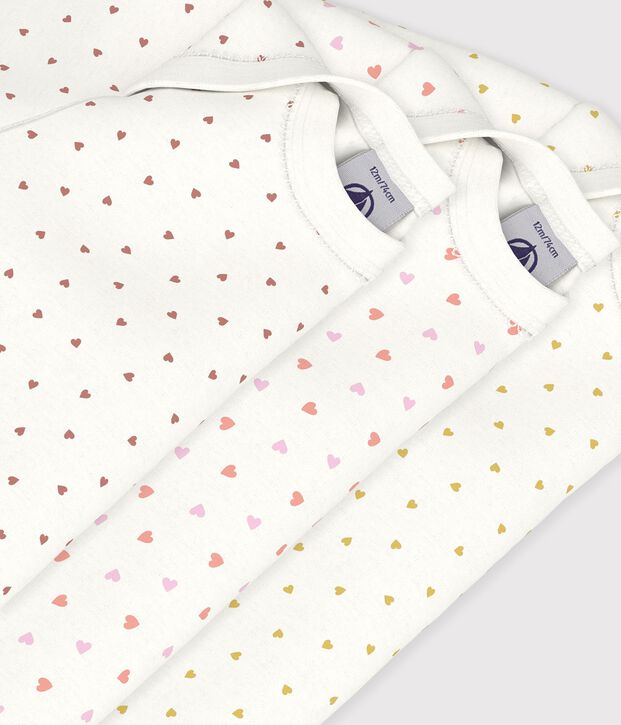 Juego de bodis de algod&oacute;n de manga larga con estampado de corazoncitos para beb&eacute; multicolor
