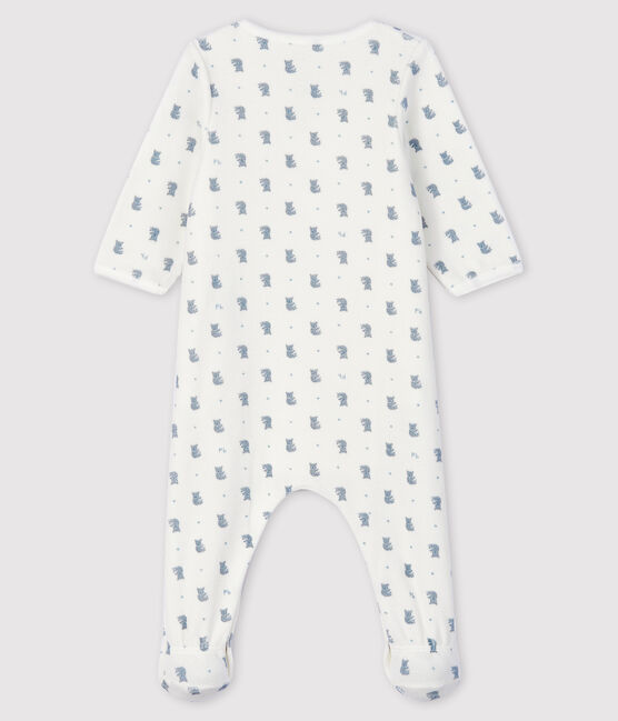 Bodi pijama con estampado de koalas de bebé de terciopelo de algodón orgánico blanco MARSHMALLOW/blanco MULTICO