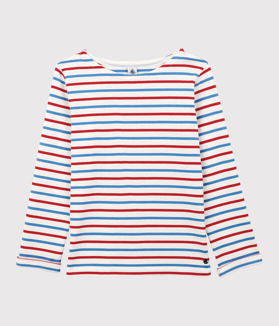 Jersey marinero de algodón de mujer blanco MARSHMALLOW/rojo BRASIER/azul PEPS