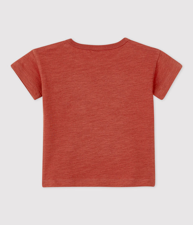 Camiseta de manga corta lisa de jersey de beb&eacute; marron