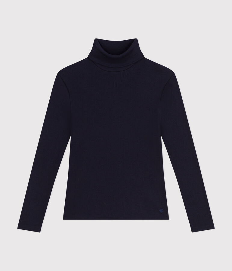 Camiseta Iconique de cuello vuelto de punto 2x2 para mujer azul