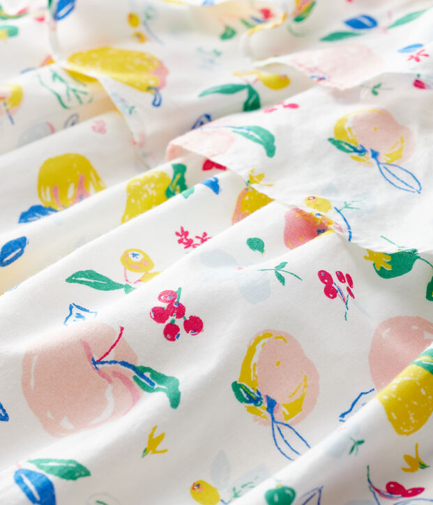 Vestido de manga corta de popelina de beb&eacute; ni&ntilde;a blanco/multicolor