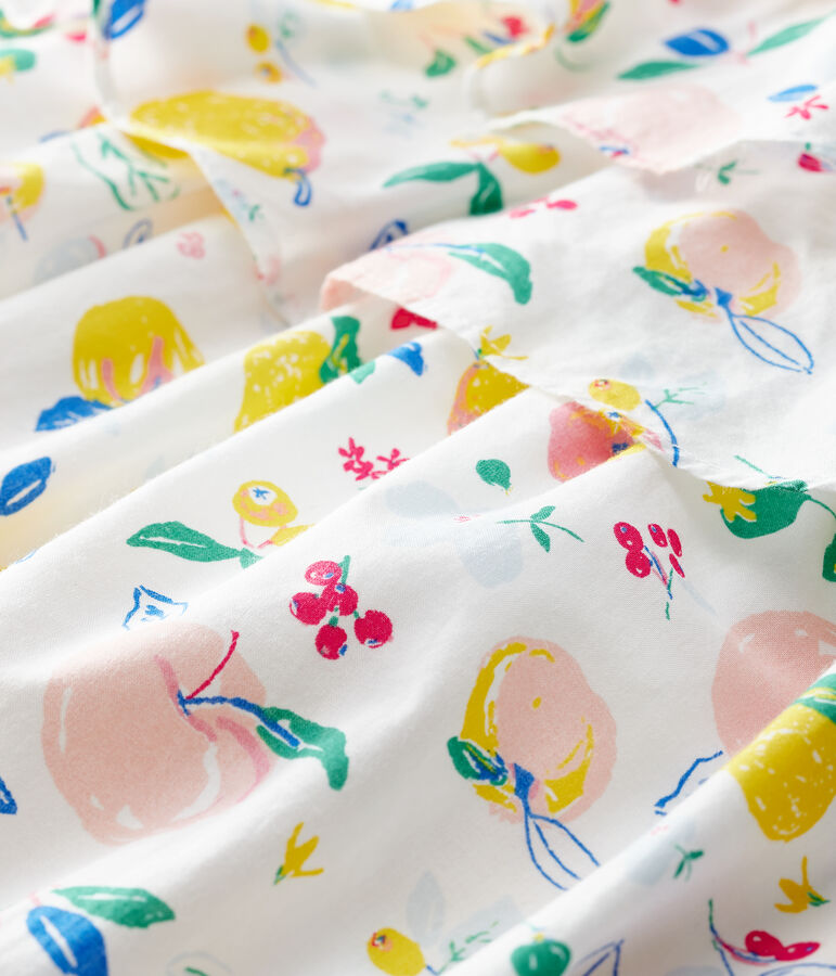 Vestido de manga corta de popelina de beb&eacute; ni&ntilde;a blanco MARSHMALLOW/blanco MULTICO