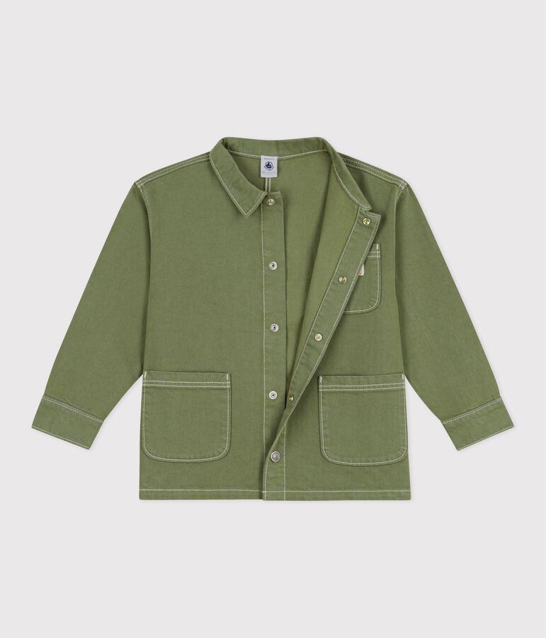 Chaqueta infantil lisa de algod&oacute;n verde OLIVINE
