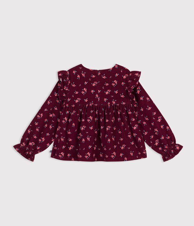 Blusa infantil de algod&oacute;n de manga larga con estampado rojo/multicolor