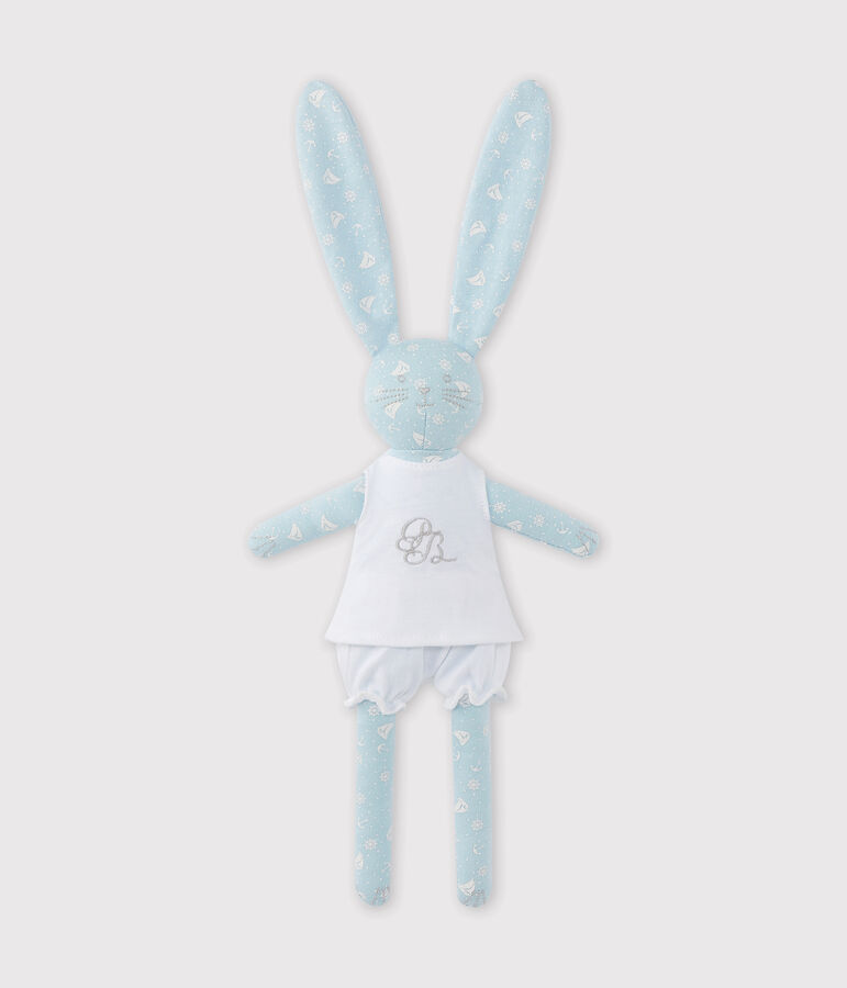 Doudou conejito estampado azul/blanco