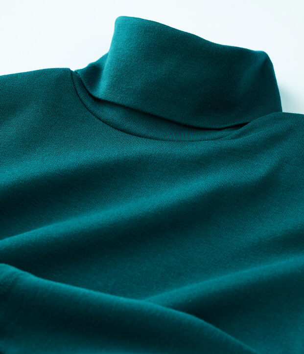Camiseta de cuello alto emblem&aacute;tica de algod&oacute;n de mujer verde