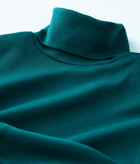 Camiseta de cuello alto emblemática de algodón de mujer verde PINEDE