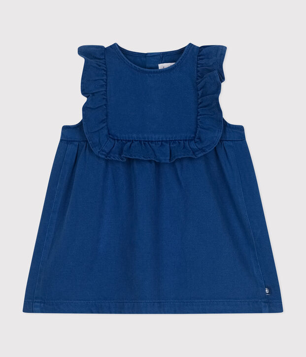 Vestido sin mangas de algod&oacute;n/lyocell para beb&eacute; azul