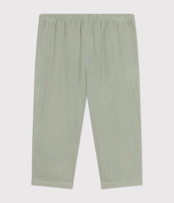 Pantalón de gasa de algodón para bebé verde HERBIER