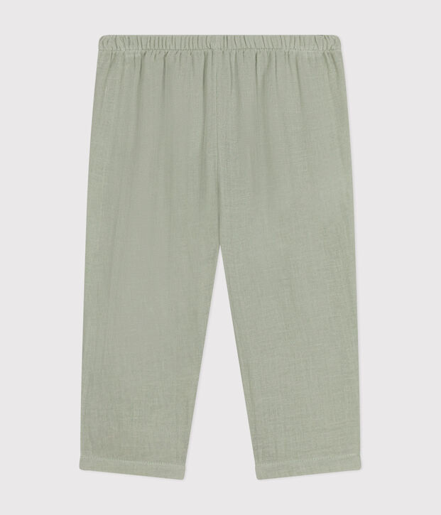 Pantal&oacute;n de gasa de algod&oacute;n para beb&eacute; verde
