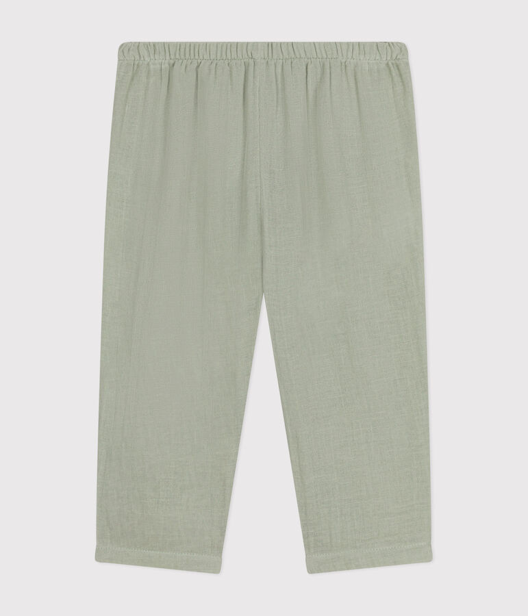 Pantal&oacute;n de gasa de algod&oacute;n para beb&eacute; verde