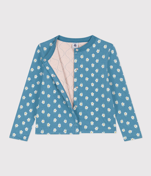 C&aacute;rdigan estampado de tejido t&uacute;bico acolchado de ni&ntilde;a azul/multicolor