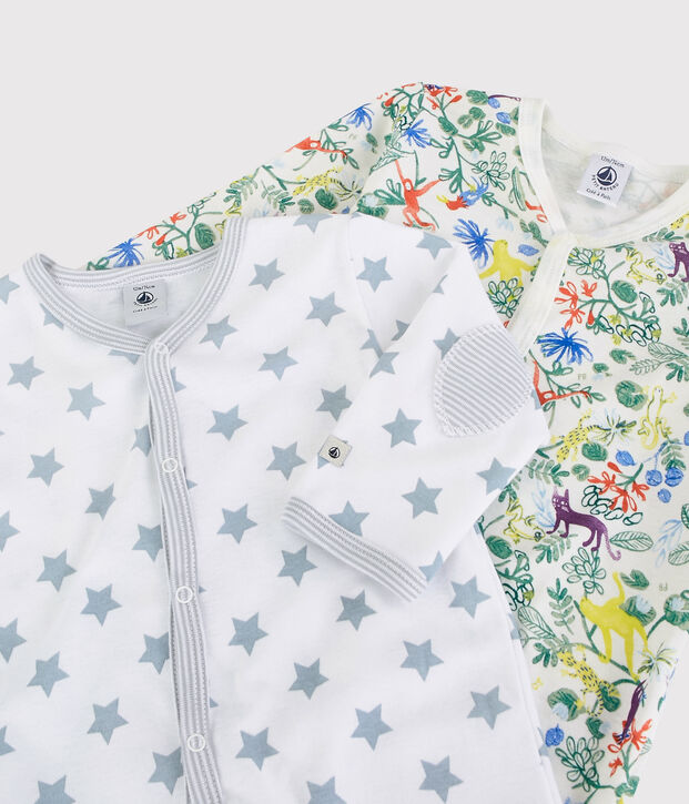Lote de 2 pijamas enterizos de algod&oacute;n multicolor