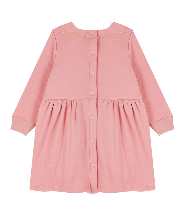 Vestido de manga larga en terciopelo para beb&eacute; ni&ntilde;a rosa