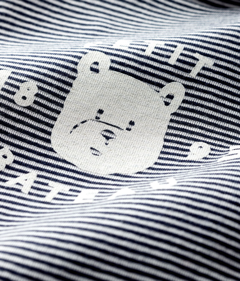 Bodi de manga larga con cuello de tortuga para beb&eacute; azul/blanco