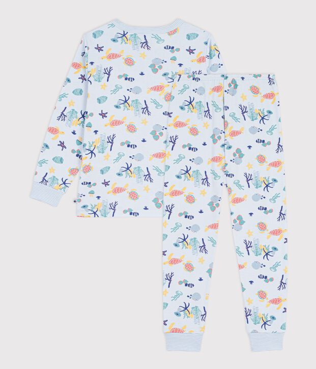 Pijama infantil de algod&oacute;n con estampado fosforescente azul/multicolor
