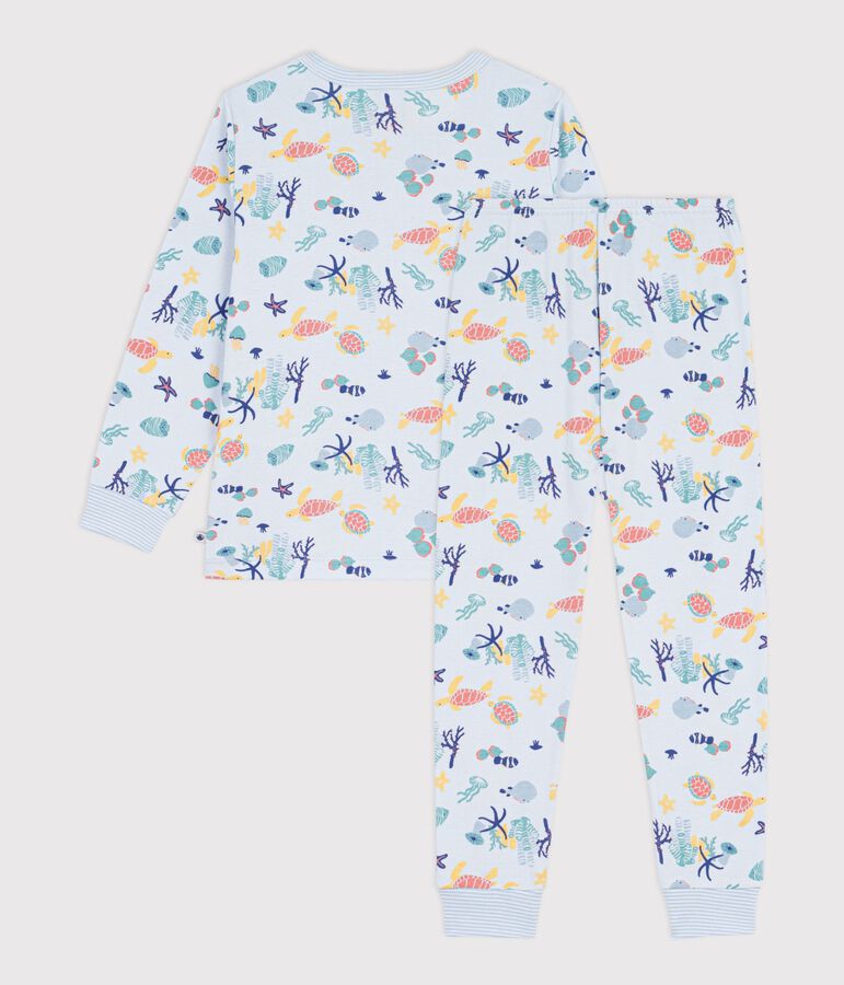 Pijama infantil de algod&oacute;n con estampado fosforescente azul/multicolor