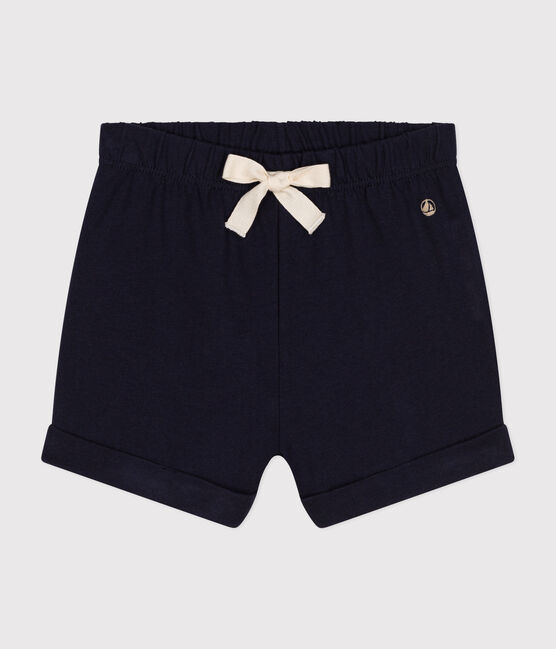 Pantalón corto de jersey ligero de bebé azul SMOKING