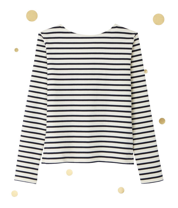 Marini&egrave;re femme d&eacute;collet&eacute;e dans le dos. Petit bateau x Marie-Agn&egrave;s Gillot blanco/azul