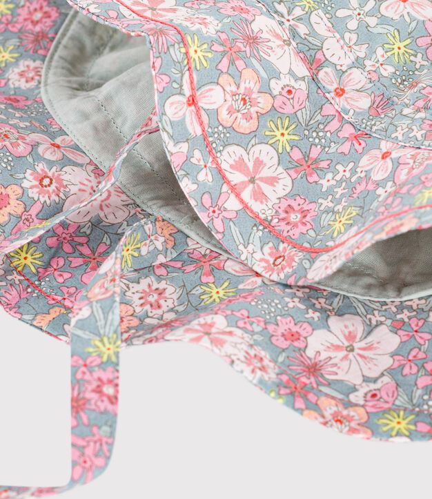 Gorro de popelina con estampado de flores para beb&eacute; ni&ntilde;a azul/multicolor