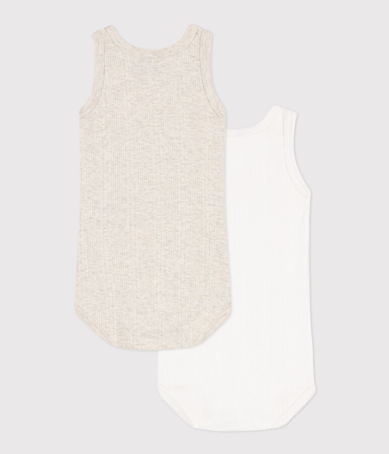 Juego de 2 bodis de tirantes de punto de algod&oacute;n desagujado variante 1