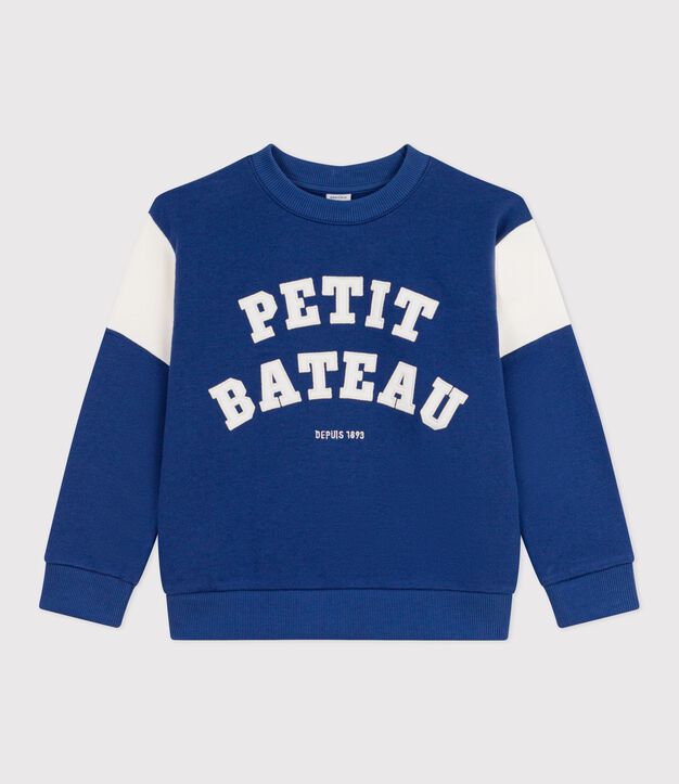 Sudadera infantil de algod&oacute;n azul/crudo