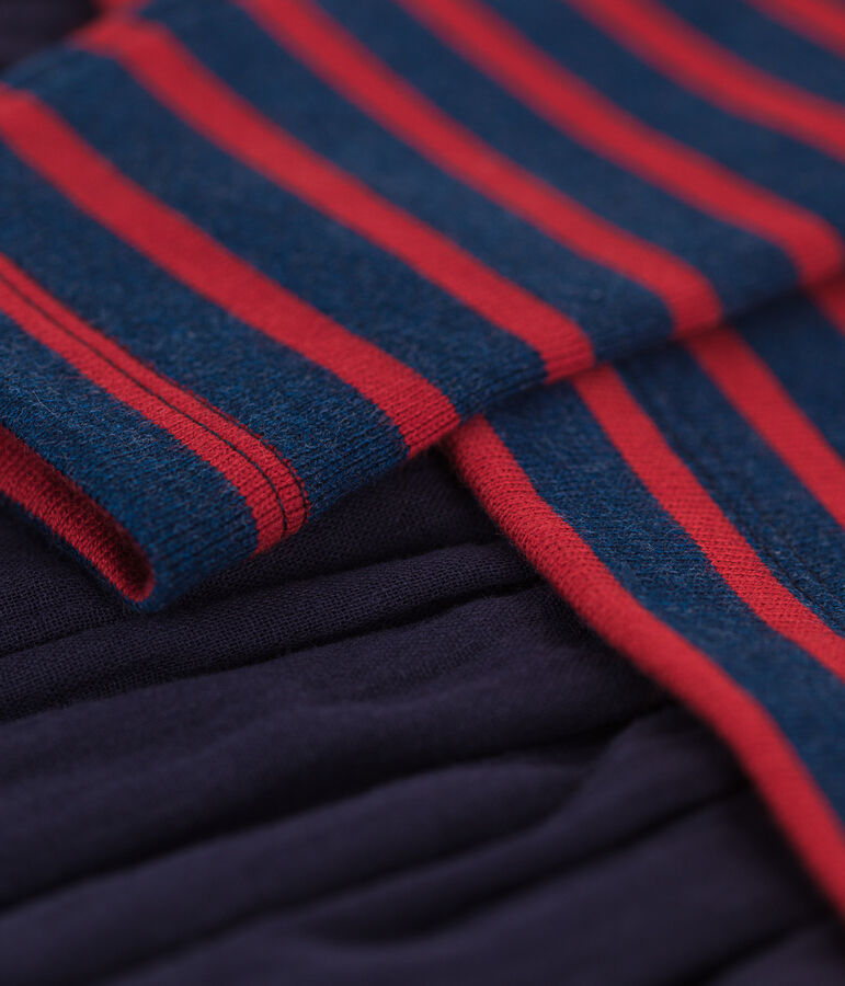 Vestido a rayas de algod&oacute;n grueso y gasa de algod&oacute;n de ni&ntilde;a azul/rojo