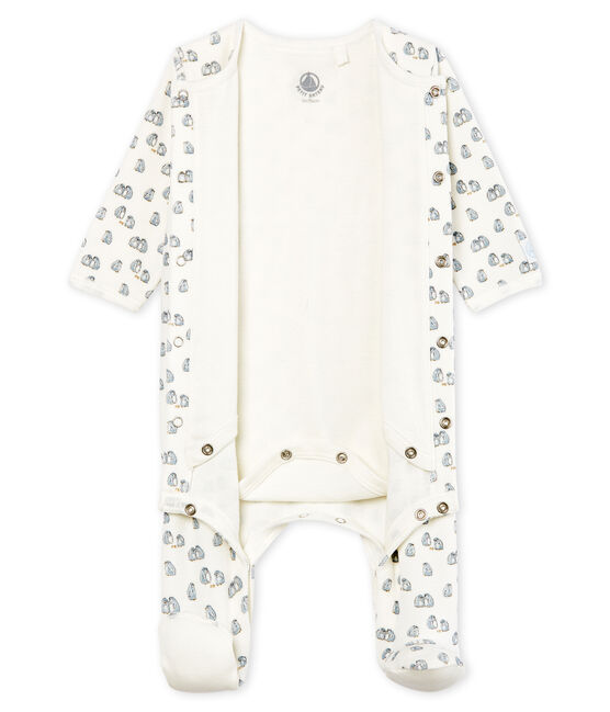 Bodyjama para bebé niño de terciopelo blanco MARSHMALLOW/blanco MULTICO