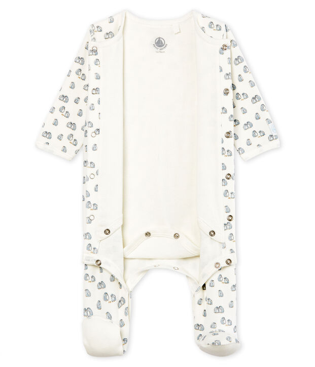 Bodyjama para beb&eacute; ni&ntilde;o de terciopelo blanco/multicolor