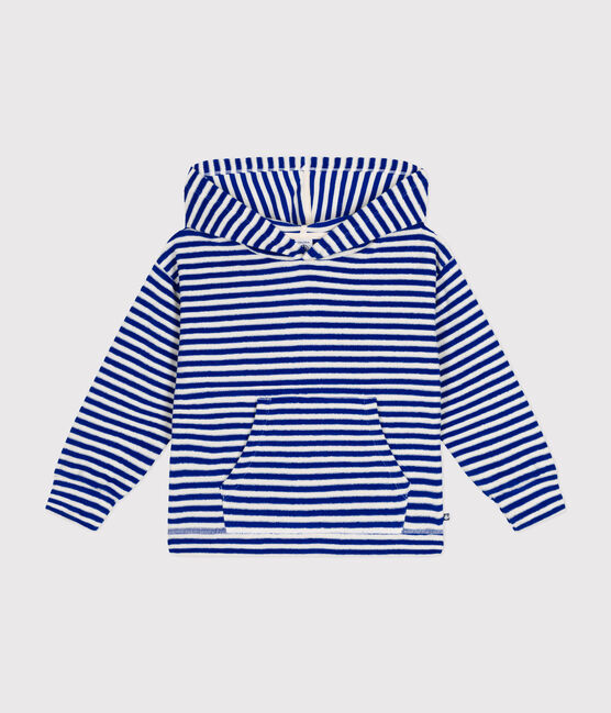 Sudadera infantil de rizo a rayas con capucha azul SURF/ AVALANCHE