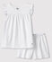 Pijama corto blanco de algodón fino de niña blanco ECUME