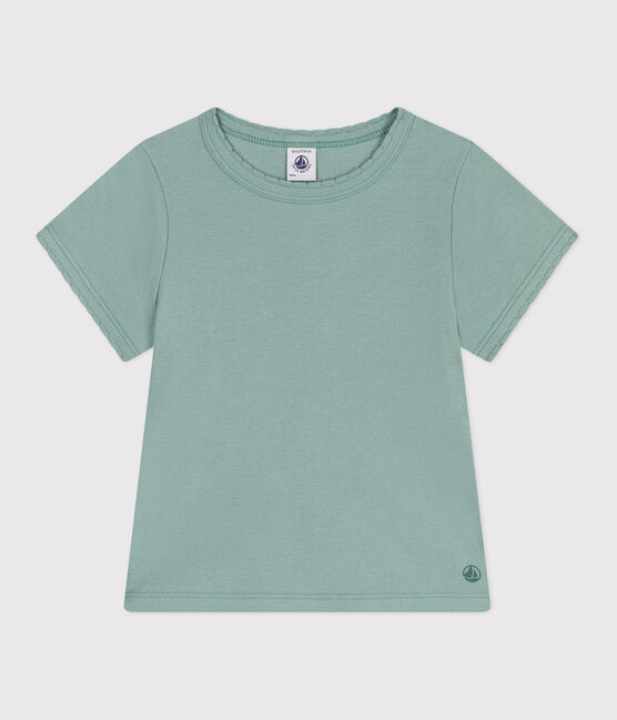 Camiseta infantil lisa de manga corta de algodón verde PAUL