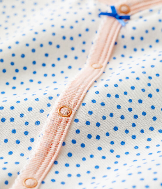 Pelele corto con estampado de lunares de algodón orgánico de bebé blanco MARSHMALLOW/azul BRASIER