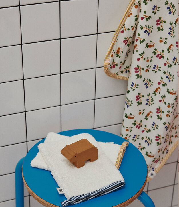 Toalla de ba&ntilde;o y manopla para beb&eacute; con estampado de frutas blanco/amarillo/multicolor