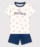 Pijama corto con cangrejos de algodón de niño blanco MARSHMALLOW/blanco MULTICO