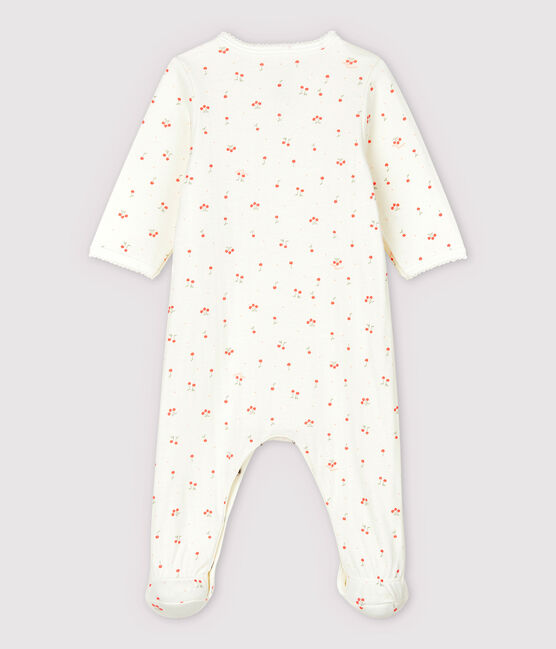 Bodyjama de cerezas de tejido tubular de algodón ecológico de bebé blanco MARSHMALLOW/blanco MULTICO