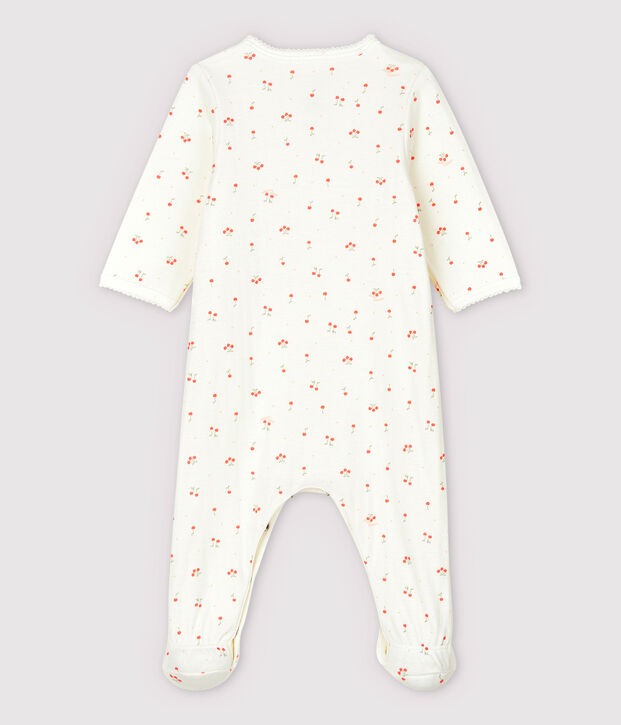 Bodyjama de cerezas de tejido tubular de algod&oacute;n ecol&oacute;gico de beb&eacute; blanco/multicolor
