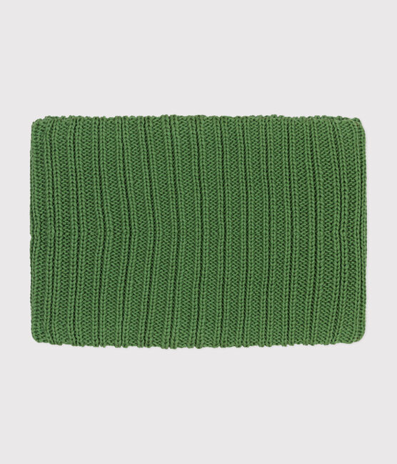 Cuello infantil de punto tricotado con forro polar verde PALMERAIE